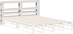 vidaXL - Hoofdbord - met - schappen - 135 - cm - massief - grenenhout - wit