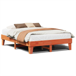 vidaXL - Bed - met - matras - massief - grenenhout - wasbruin - 140x190 - cm