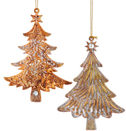 Ornament plastic kerstboom l13cm goud