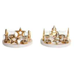 Kerstkaarshouder DKD Home Decor Natuurlijk Gouden (2 Stuks) (21 x 11,5 x 21 cm)