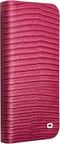 Qialino Geschikt voor iPhone 16 hoesje - Leren bookcase - Croco Roze