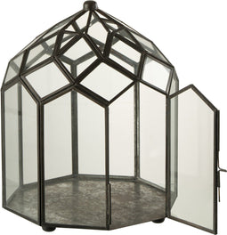 J-Line terrarium - glas/metaal - zwart - small - Ø 23 cm
