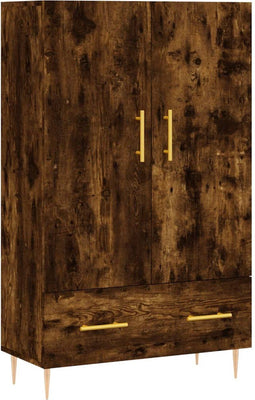 vidaXL - Hoge - kast - 69,5x31x115 - cm - bewerkt - hout - gerookt - eikenkleurig