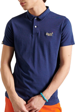Superdry LA Beach Polo - Heren Poloshirt - Modern-fit - Blauw