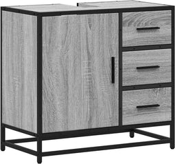 vidaXL - Wastafelkast - 65x33x60 - cm - bewerkt - hout - grijs - sonoma - eikenkleurig