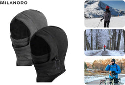 Milanoro - Warme fleece sjaal-muts - Verstelbaar - Grijs