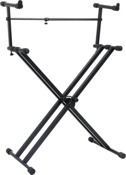 vidaXL - Keyboardstandaard - X-frame - dubbel - versterkt - zwart