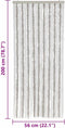 vidaXL - Vliegengordijn - 56x200 - cm - chenille - lichtgrijs - en - wit