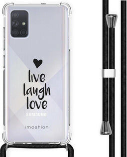 iMoshion Hoesje Geschikt voor Samsung Galaxy A71 Hoesje Met Koord - iMoshion Design Hoesje met Koord - Zwart / Transparant / Live Laugh Love