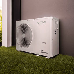 V-TAC VT-M10KW-P1H3-W Warmtepompen - ATW Monobloc - R32 - DC ventilator - 220-240V - 1 fase 10kW met back-up verwarming 3kW