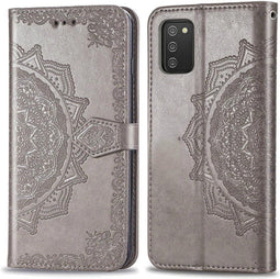 iMoshion Hoesje Geschikt voor Samsung Galaxy A02s Hoesje Met Pasjeshouder - iMoshion Mandala Bookcase - Grijs