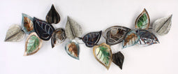 Foglia - Wanddecoratie - Metalen tak met bladeren - Brons antraciet zilver groen - 130x55 cm