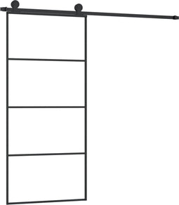 vidaXL - Schuifdeur - met - beslag - 90x205 - cm - ESG-glas - en - aluminium