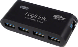 LogiLink USB 3.0 HUB - 4-Port - Inclusief netwerkkabel - Zwart