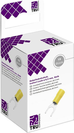TRU COMPONENTS T2010C310 Vorkkabelschoen 4.0 mm² 6.0 mm² Gat diameter=6.4 mm Deels geïsoleerd Geel 15 stuk(s)