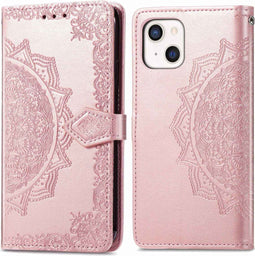 iMoshion Hoesje Geschikt voor iPhone 13 Hoesje Met Pasjeshouder - iMoshion Mandala Bookcase - Rosé Goud