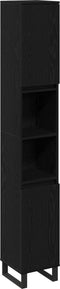 vidaXL - Badkamerkast - Zwart - Eiken - 30x30x190 - cm - Engineered - Wood