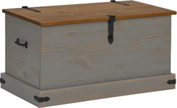 vidaXL - Opbergkist - HALDEN - grijs - 91x48x47 - cm - massief - grenenhout