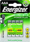 Energizer ENR Recharge Power Plus 700 AAA - Oplaadbare Batterijen - 4% Gerecycled - Zilver (4 stuks)