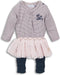 Dirkje - 3-delig Babysuit dress - Jurkje met vestje en legging - Navy + pink