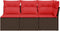 vidaXL - Tuinbank - met - kussens - 3-zits - poly - rattan - bruin