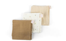 doomoo Lovely - Set van 3 hydrofiele tetradoeken - Superzacht biologisch katoen - Sweety Cream (3 stuks)
