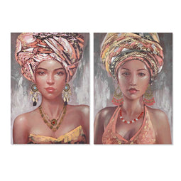 Schilderij DKD Home Decor Koloniaal Afrikaanse (2 Stuks) (70 x 3 x 100 cm)