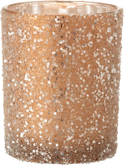 J-Line theelichthouder Parels - glas - donkerzalm - large - 2 stuks