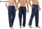 Milanoro - Set van 2 katoenen pyjamabroeken voor heren - Navy / Blauw effen - XL