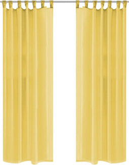 vidaXL - Gordijnen - voile - 140x245 - cm - geel - 2 - st
