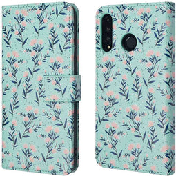 iMoshion Hoesje Geschikt voor Huawei P30 Lite Hoesje Met Pasjeshouder - iMoshion Design Bookcase smartphone - Blauw / Blue Flowers