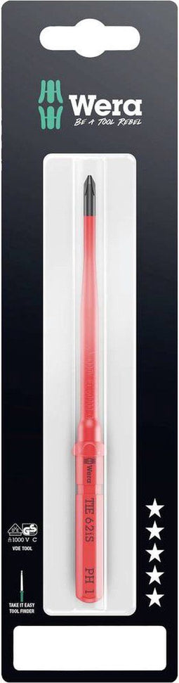 Wera Kraftform Kompakt VDE 62 iS PH 1 x 157 mm TIE SB Elektronica Kruiskop Verwisselbare kling PH 1