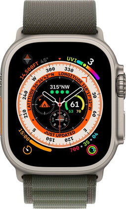 Apple Watch Ultra - 4G/LTE - 49mm - Titanium kast - Groen Alpine bandje - Small