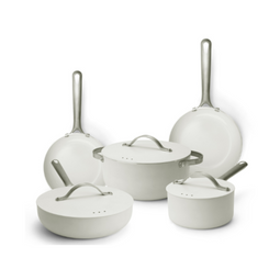 Alva Mobi - 8-PC Kookset - Keramische anti-aanbaklaag - Cannoli Wit (8 stuks)