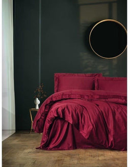 Satin King - Beddengoedset - 1 dekbedovertrek 220 x 240 cm + 2 kussenslopen 60 x 60 cm - 100% katoensatijn - Rood