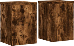 vidaXL - Plantenstandaards - 2 - st - 20x20x30 - cm - bewerkt - hout - gerookt - eiken