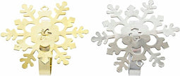Servethouder DKD Home Decor Set Metaal Sneeuwvlokken (5 x 5 x 17 cm) (2 Stuks)