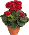 Mica Decorations Geranium Kunstplant in Bloempot Campana - H38 x Ø30 cm - Rood