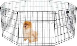 Brixy Puppyren - Hondenren - 8 Panelen - 60 x 60 CM - 480 CM Omtrek - Opvouwbaar - Met Deur - Zwart