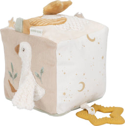 Little Dutch - Activiteitenkubus Newborn Naturals - Zachte stoffen en spiegeltje - Wit