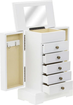 vidaXL - Sieradenkastje - met - spiegel - 25x13,5x34 - cm - MDF