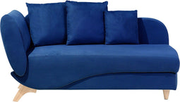 MERI - Chaise longue - Blauw - Linkerzijde - Fluweel