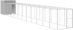 vidaXL - Kippenhok - met - ren - 165x1271x181 - cm - staal - lichtgrijs