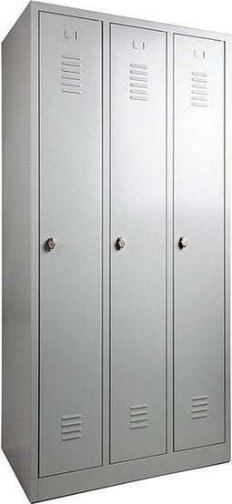 Garderobekast met 4 legborden (linkerkolom) en hoedenplank (rechterkolom) breed 89CM sluiting Met sleutel en cilinderslot aantal deuren 3 framekleur Wit (RAL9010)