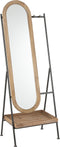 J-Line spiegel Staand + Legplank - metaal/hout - bruin - 170 x 40 cm