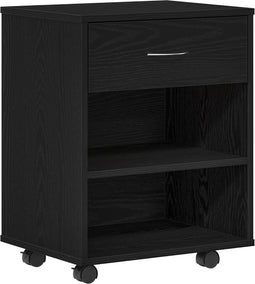 vidaXL - Rollende - Kast - Zwart - Eiken - 46x36x59 - cm - Bewerkte - Hout