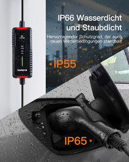 Type 2 oplaadkabel Schuko 3,5 kW, 16 A, 6 m oplaadkabel elektrische auto, mobiele Wallbox elektrische auto oplader, EV oplader met led-display en vertragingsfunctie (schakelbare stroom