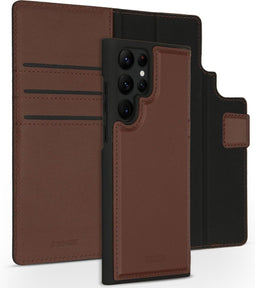 Accezz Samsung Galaxy S22 Ultra - 2 in 1 Wallet Bookcase - Echt Nappa leer - Bruin