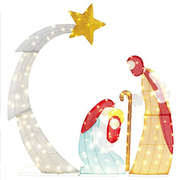 Coast Verlichte Kerststal Heilige Familie - 140 LED - 145 x 151 cm - Zilver
