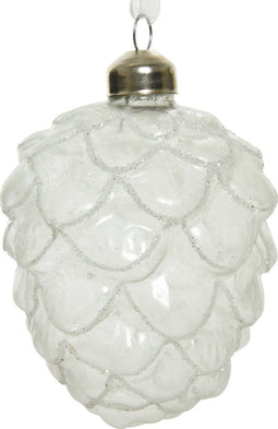 Orn.dennenappel glas d7h10cm frostKSD